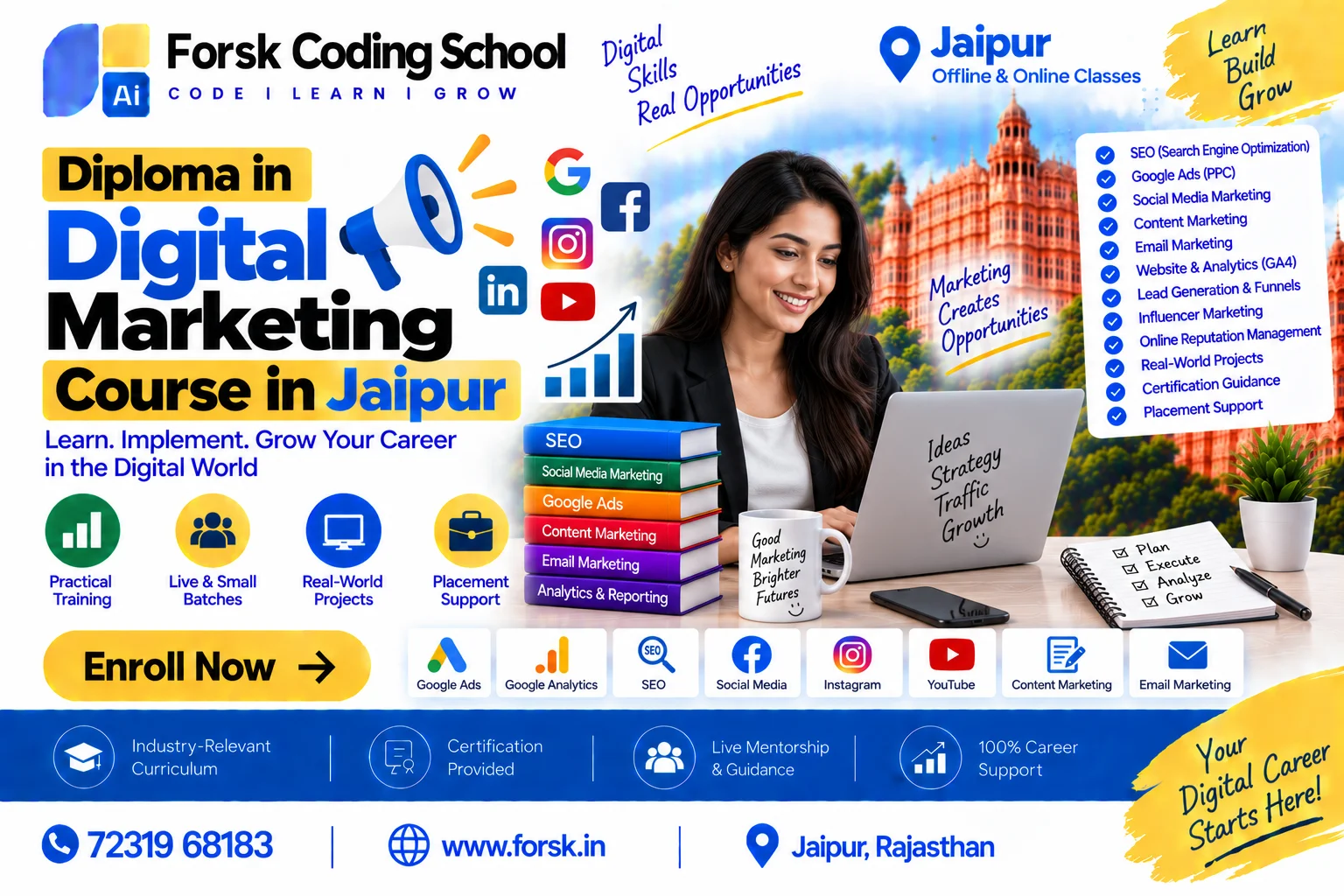 Diploma in Digital Marketing Jaipur Course in Jaipur at Forsk Coding School