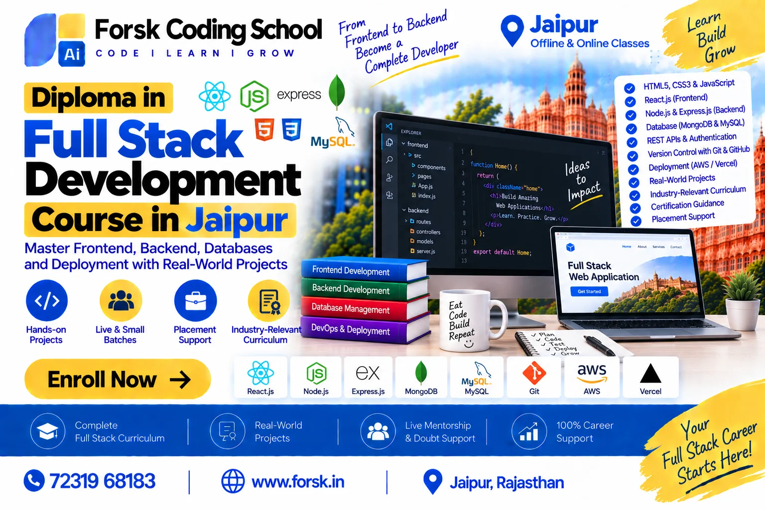 Diploma in Full Stack Development Jaipur Course in Jaipur at Forsk Coding School
