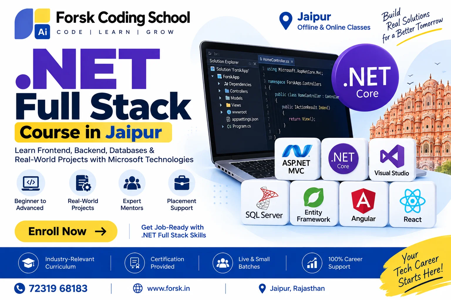 .NET Full Stack Course Jaipur Course in Jaipur at Forsk Coding School