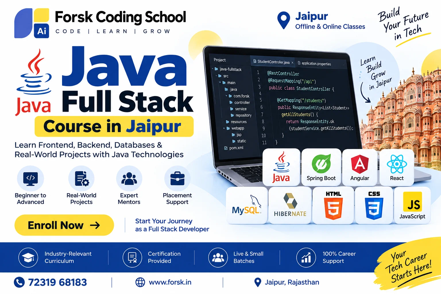 Java Full Stack Course Jaipur Course in Jaipur at Forsk Coding School