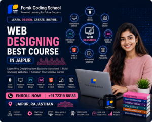 Best Web Designing Course in Jaipur banner by Forsk Coding School with UI UX and responsive website training