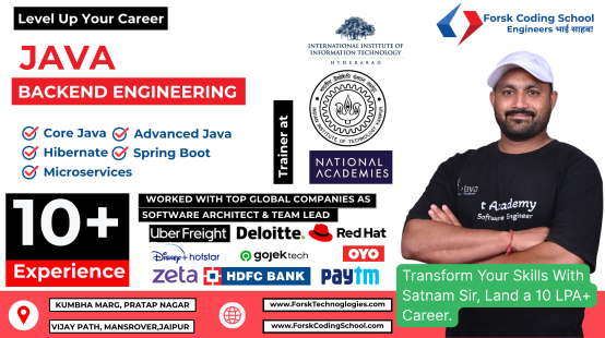 Satnam Singh Java Backend Engineering Trainer at Forsk Coding School Jaipur teaching Core Java, Spring Boot, Hibernate and Microservices