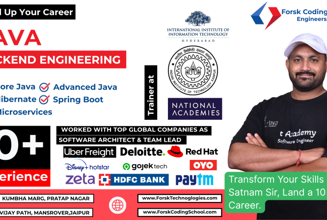 Java Backend Engineering Training by Satnam Singh | Forsk Coding School Jaipur Satnam Singh Java Backend Engineering Trainer at Forsk Coding School Jaipur teaching Core Java, Spring Boot, Hibernate and Microservices