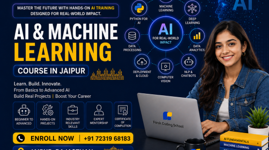 AI and Machine Learning Course banner by Forsk Coding School Jaipur with Python, NLP and Deep Learning training