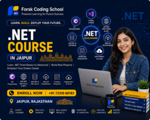 .NET Course banner by Forsk Coding School Jaipur with ASP.NET, C# and Web API development training