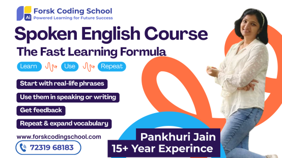 Pankhuri Jain teaching Spoken English Course at Forsk Coding School Jaipur – Learn, Use, Repeat English Speaking Formula