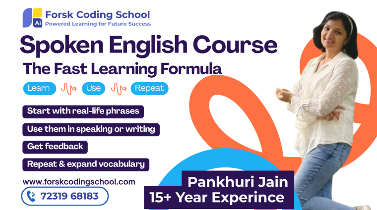 Pankhuri Jain teaching Spoken English Course at Forsk Coding School Jaipur – Learn, Use, Repeat English Speaking Formula
