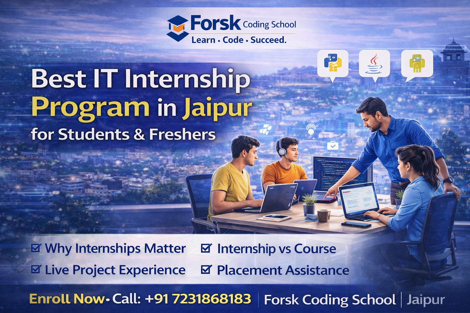 Best IT Internship Program in Jaipur for students and freshers at Forsk Coding School