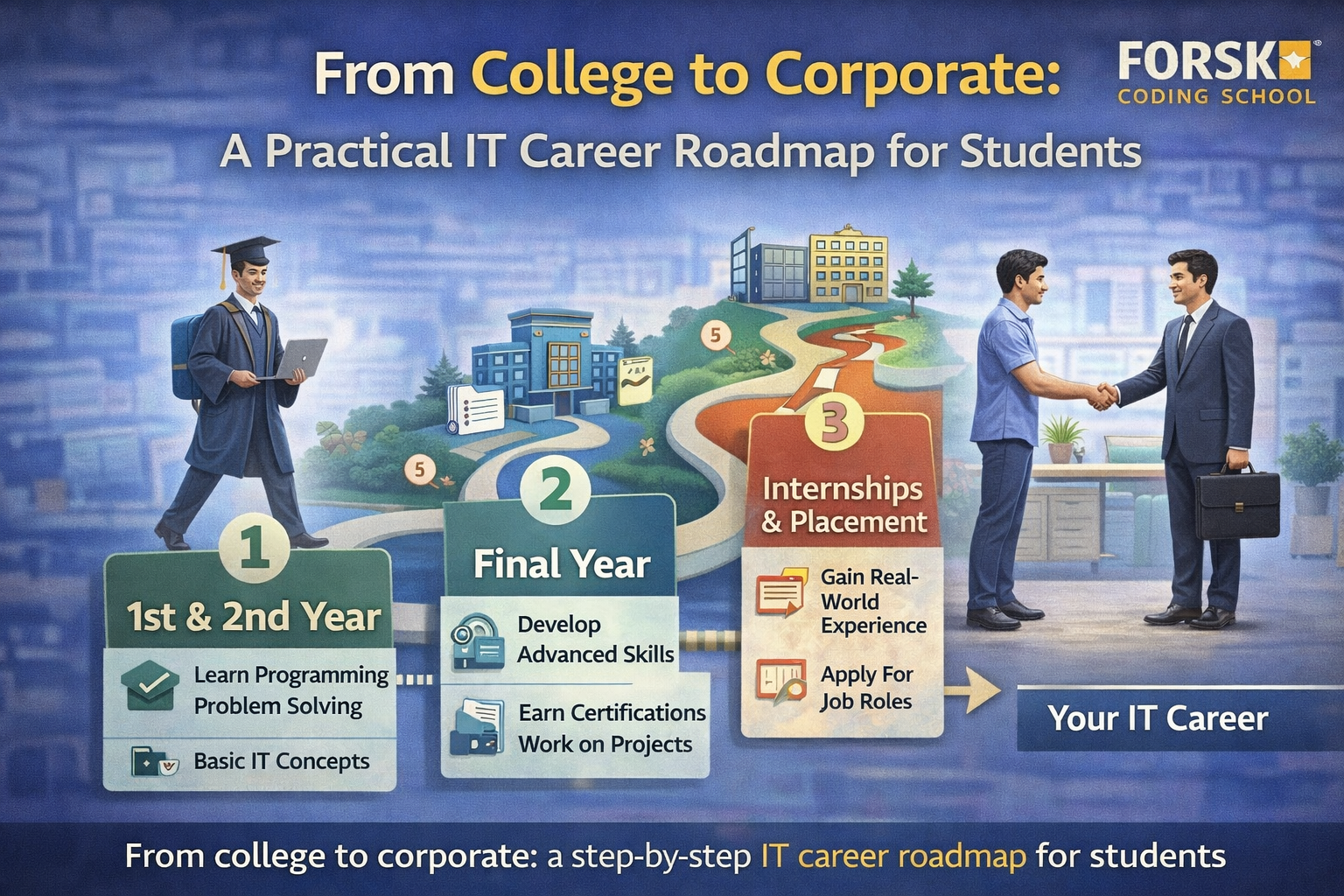 IT career roadmap for students from college to corporate jobs