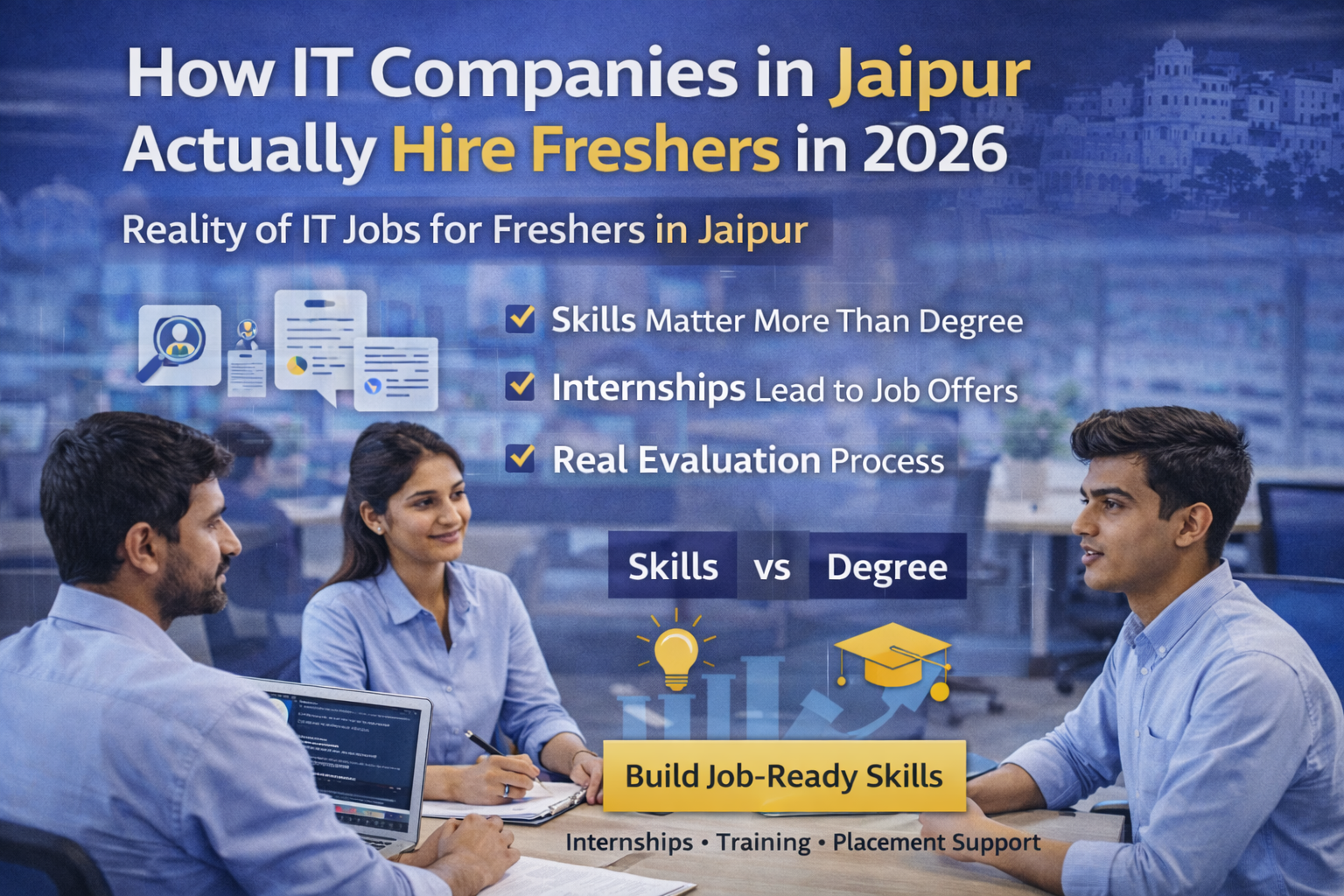 How IT companies in Jaipur hire freshers based on skills, internships and practical experience