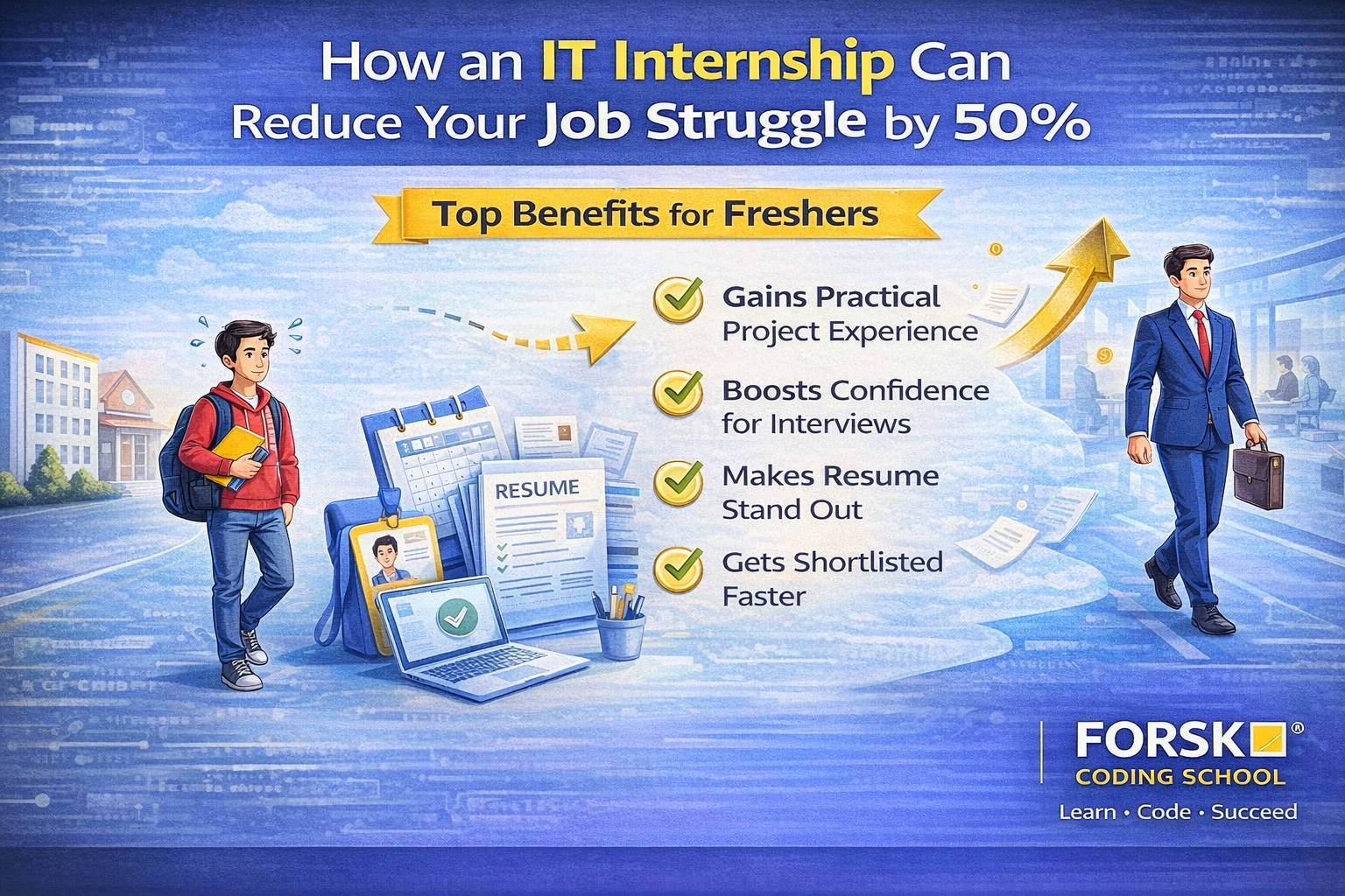 How an IT internship can reduce job struggle by 50 percent for freshers