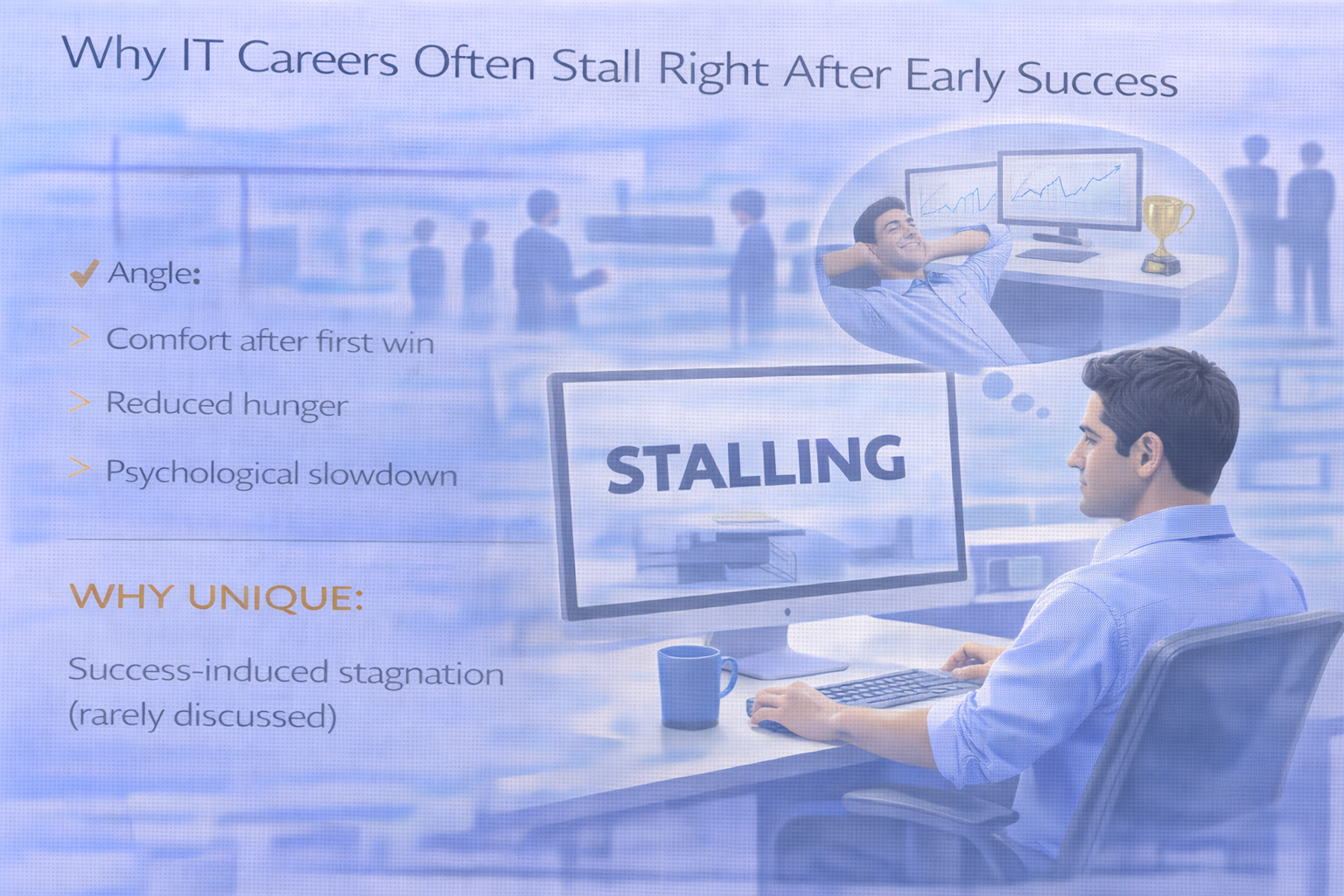 Why IT careers often stall right after early success due to comfort and reduced hunger
