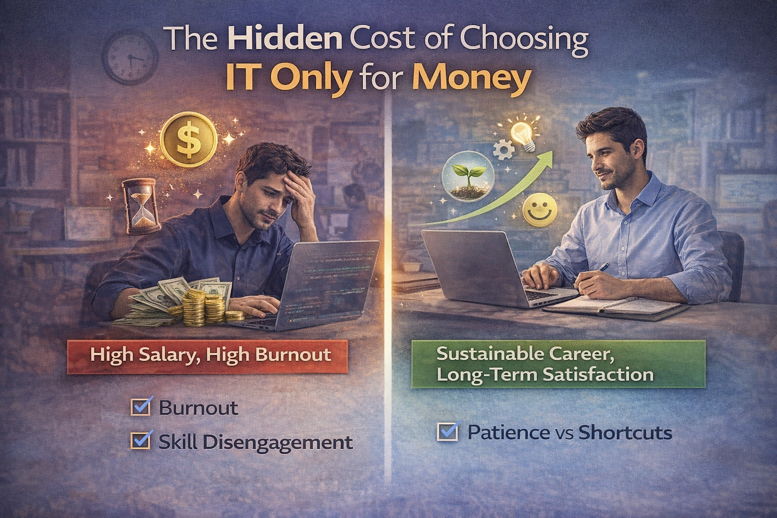 IT professional rebuilding career and confidence after early career mistakes with a hopeful mindset