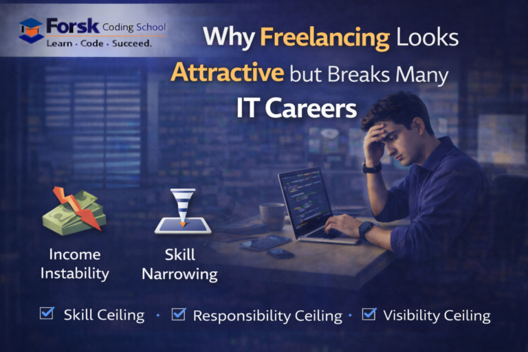 IT professional facing freelance career risks like income instability, skill narrowing, and isolation