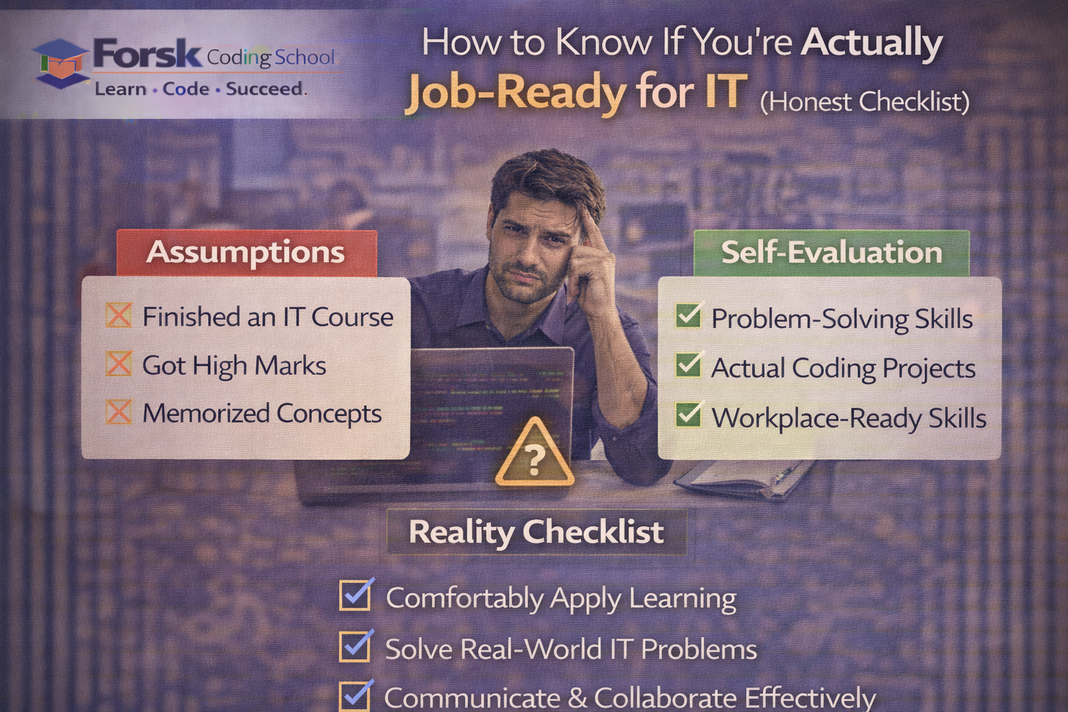 Honest IT job readiness checklist comparing course completion with real job readiness