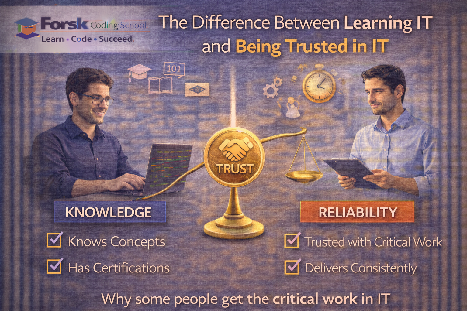 IT professional gaining workplace trust through reliability rather than just technical knowledge