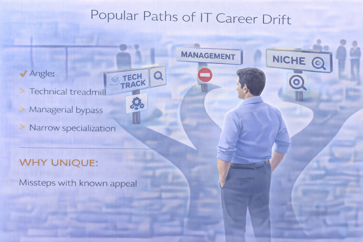 How IT careers drift when professionals follow popular and crowded career paths
