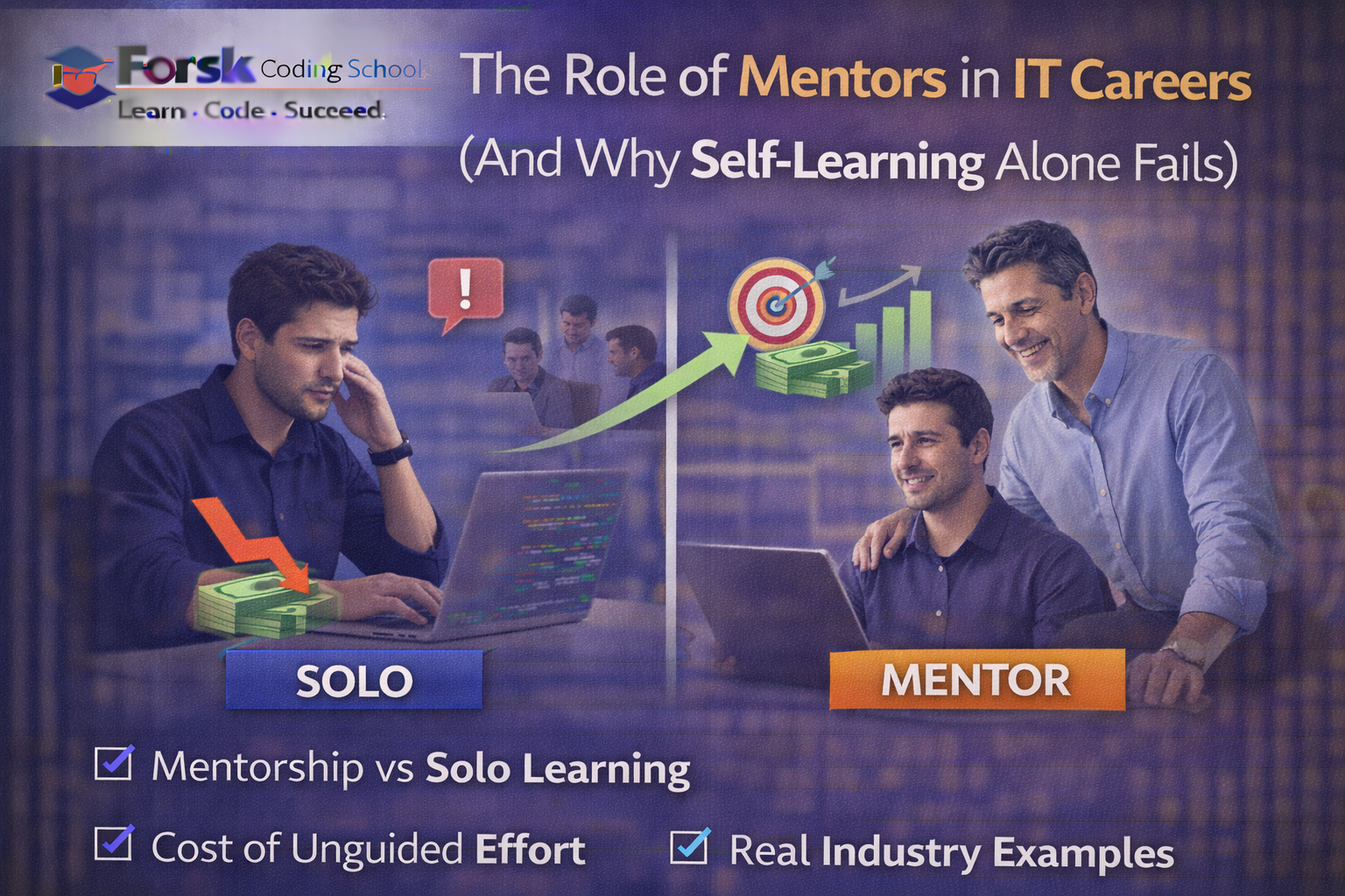 IT professional learning with guidance from a mentor instead of struggling alone through self-learning
