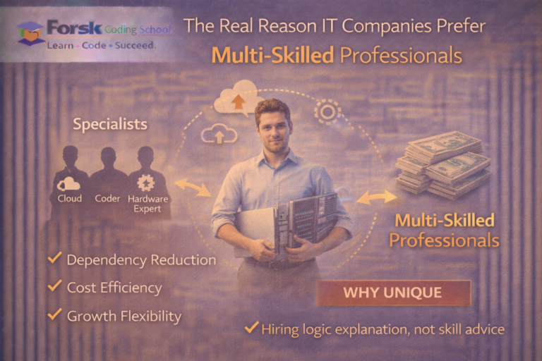 IT professional handling multiple responsibilities showing why companies prefer multi-skilled roles