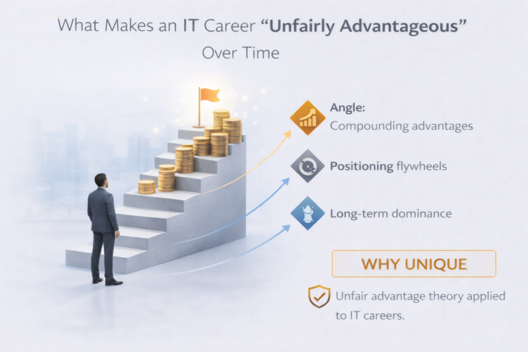 What makes an IT career unfairly advantageous through compounding leverage and positioning