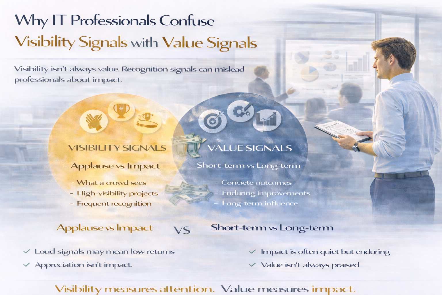 Why IT professionals confuse visibility signals with value signals