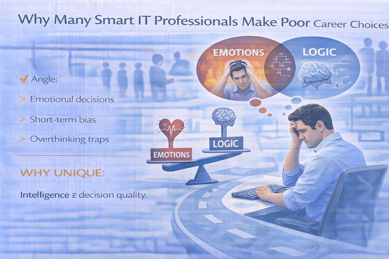 Intelligent IT professionals struggling with emotional career decisions