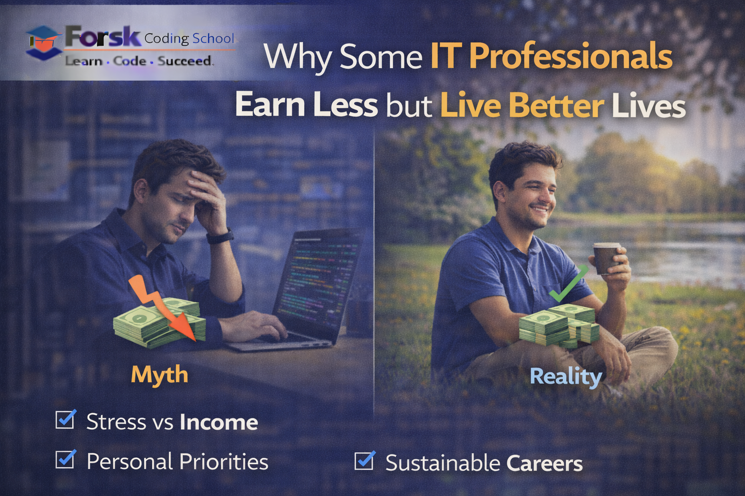 IT professionals choosing lifestyle balance and career satisfaction over high salary and stress