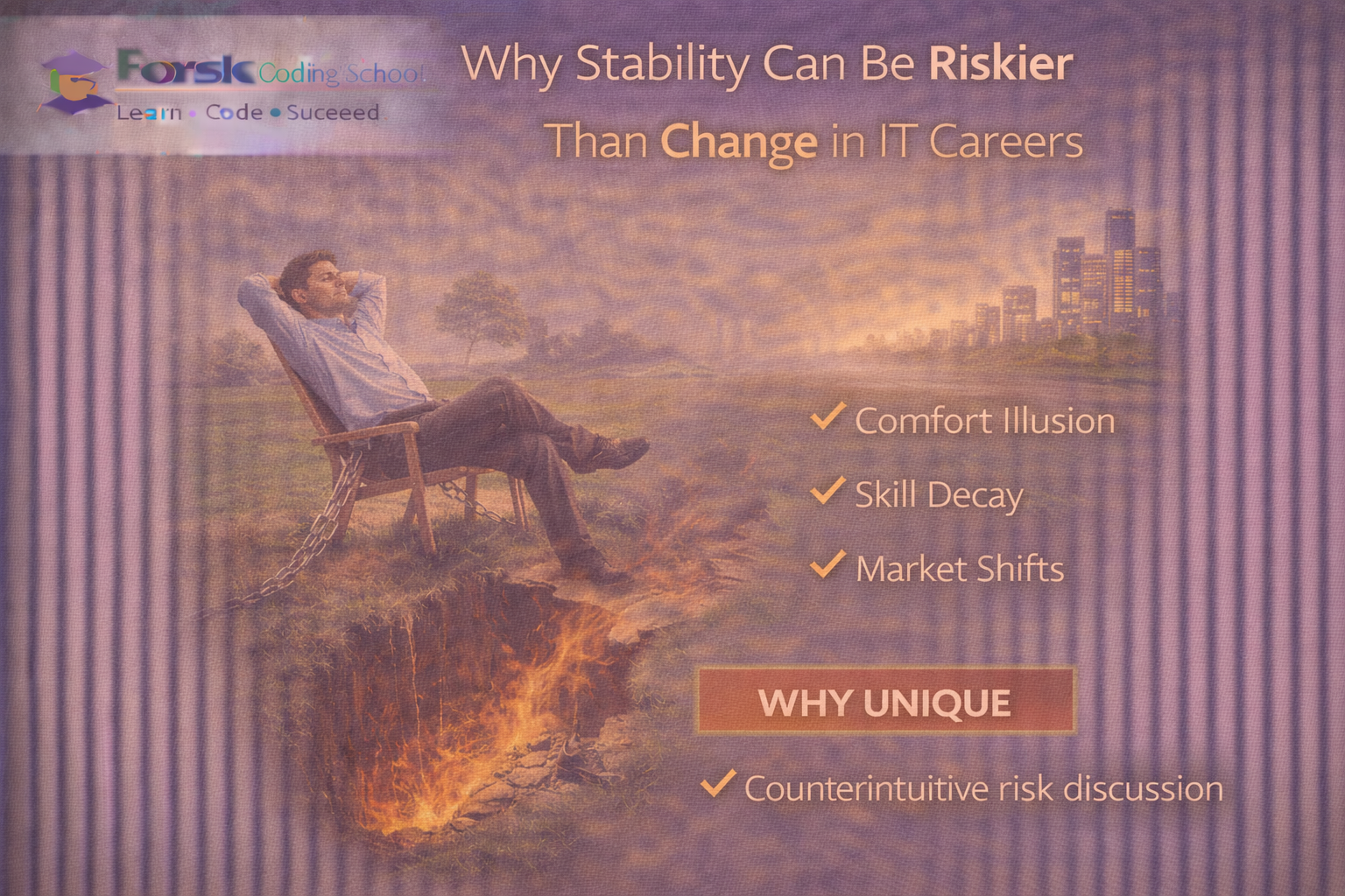 IT professional choosing between comfort stability and adaptive change