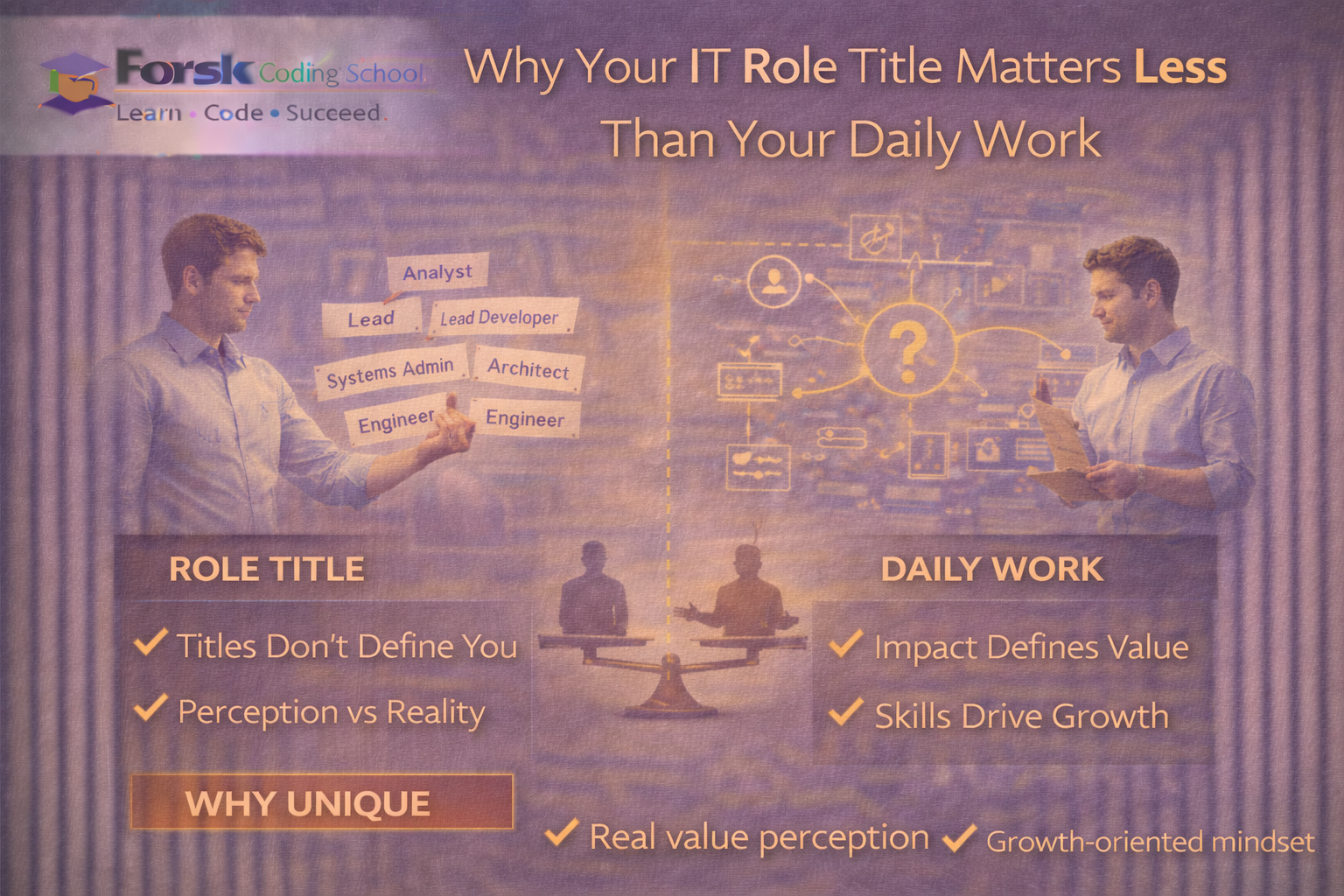 IT professional focusing on daily work and responsibility rather than job title