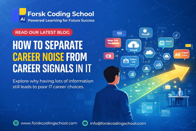 Software engineer filtering career options and tech trends concept