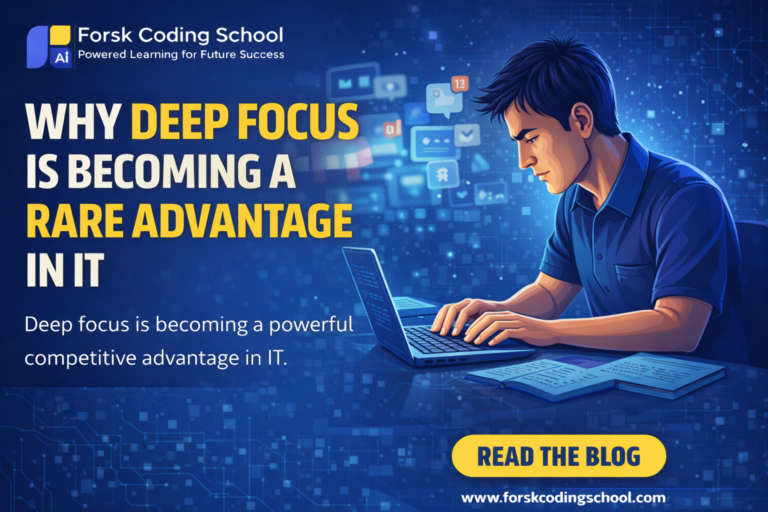 Software developer working in deep focus without distractions