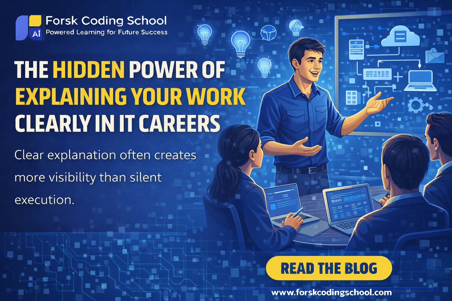 IT professional presenting technical work clearly to stakeholders