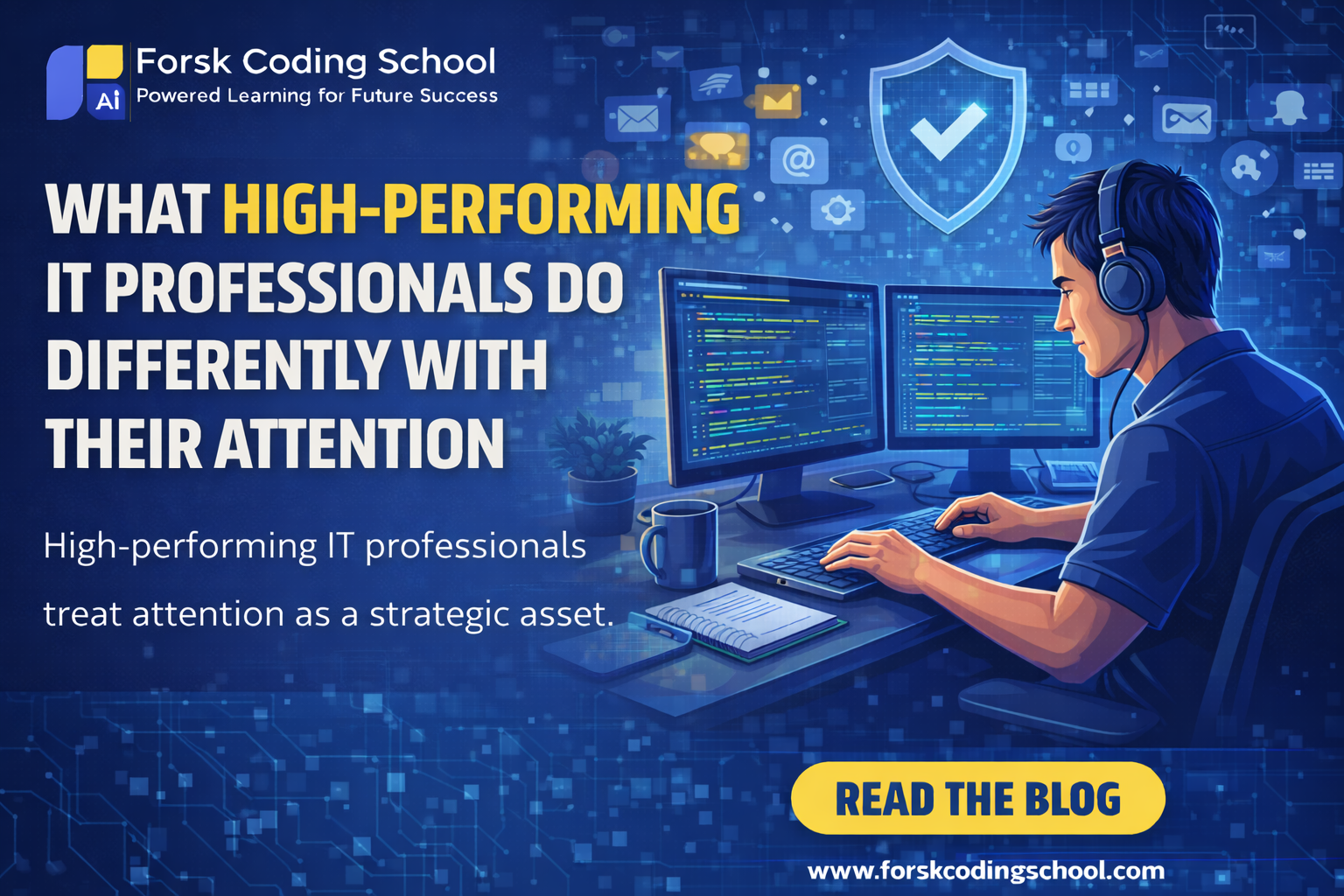 Focused software developer working with distraction-free setup