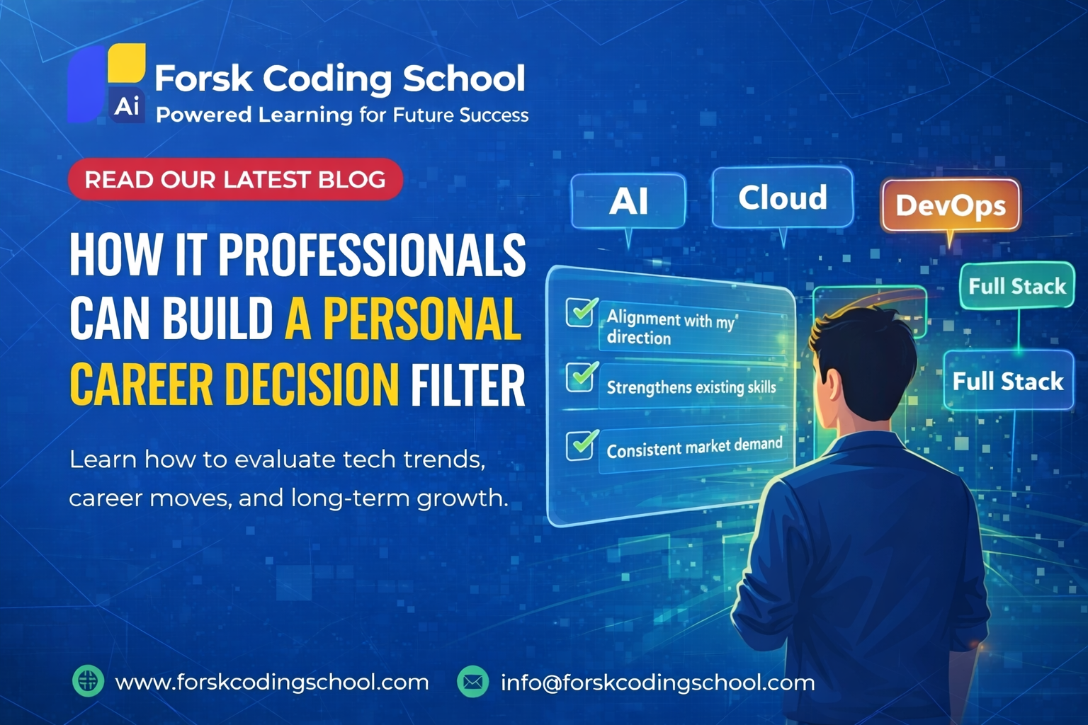 Software developer analyzing career options using structured decision framework