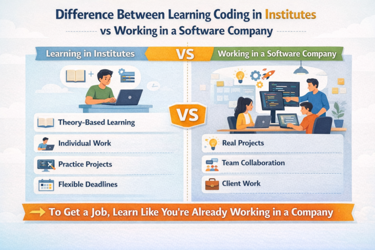 coding institutes vs software company teamwork deadlines real clients development