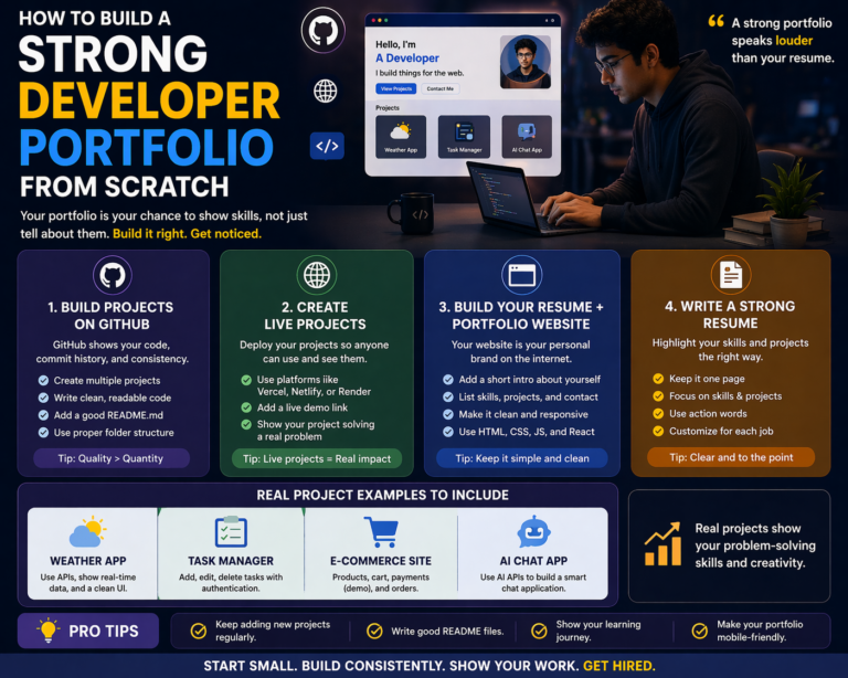 how to build strong developer portfolio using github projects live projects and portfolio website