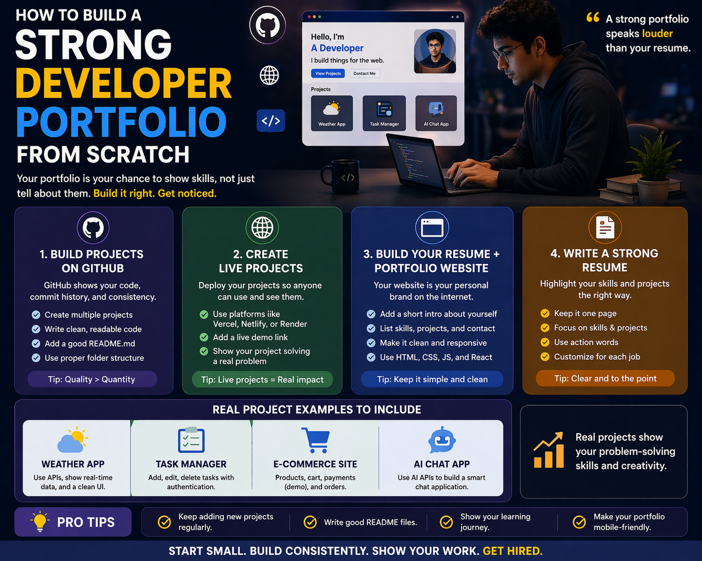how to build strong developer portfolio using github projects live projects and portfolio website