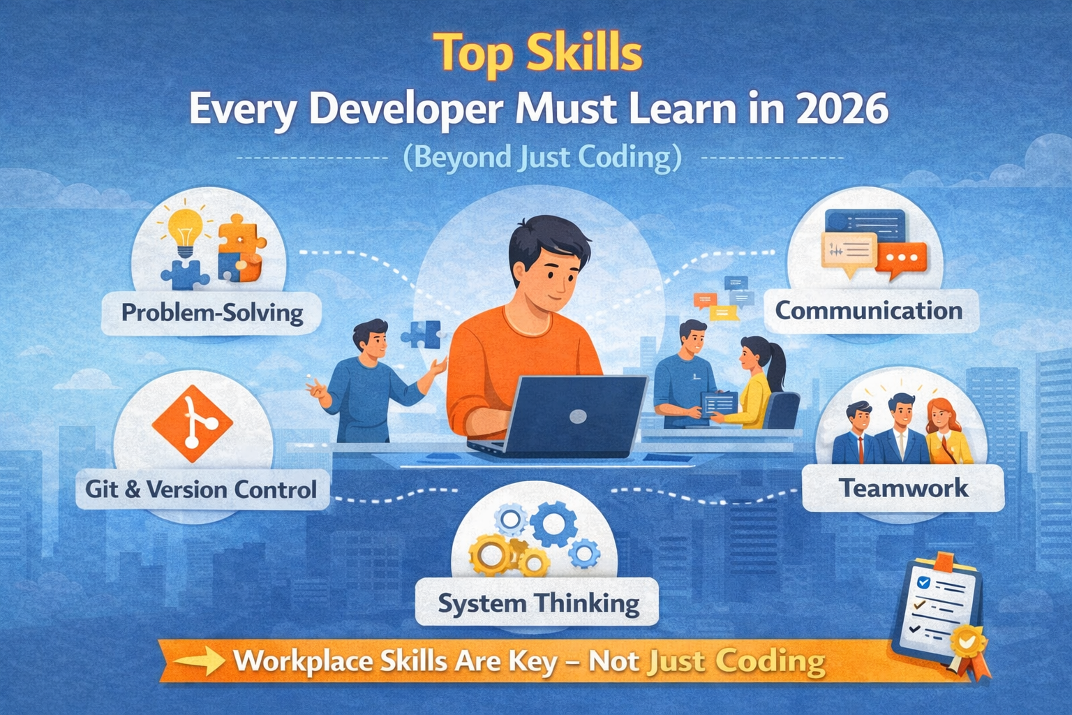 developer skills 2026 problem solving communication git teamwork system thinking
