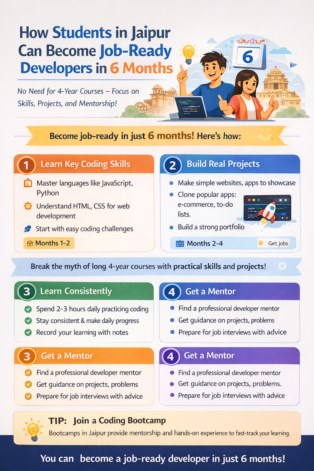 job ready developers Jaipur skills projects mentorship 6 months roadmap