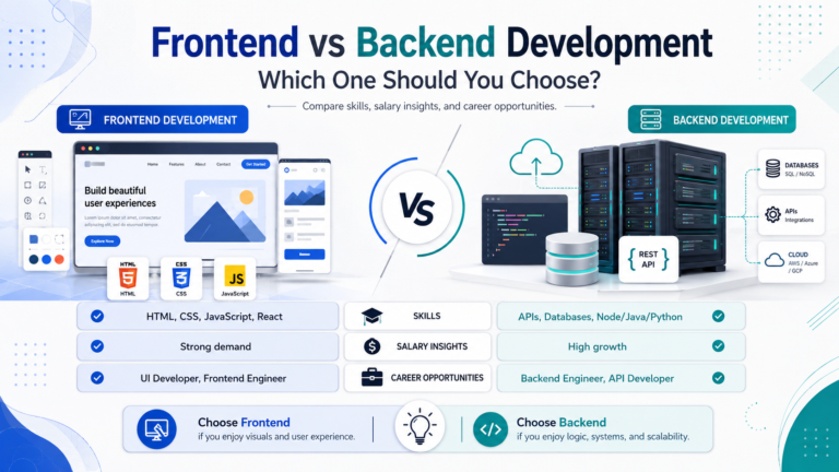 frontend vs backend development skills salary and career comparison