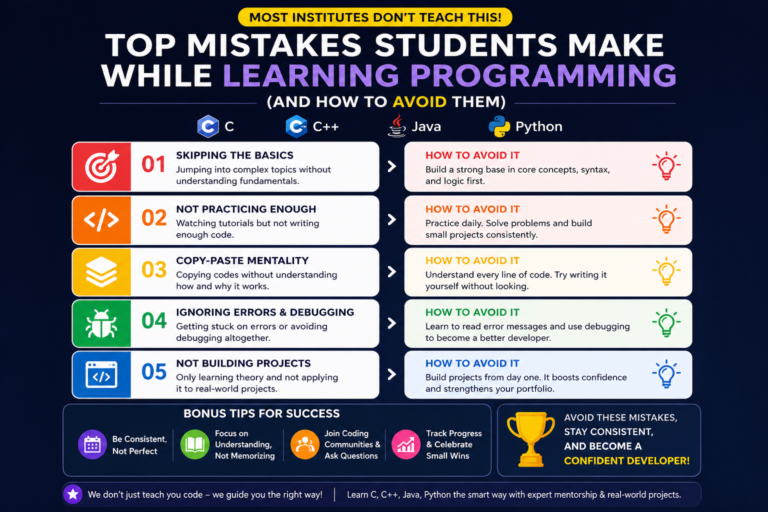 common mistakes while learning programming in C C++ Java Python and how to avoid them