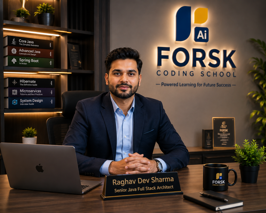 Raghav Dev Sharma senior Java Full Stack architect and trainer at Forsk Coding School Jaipur in premium corporate office