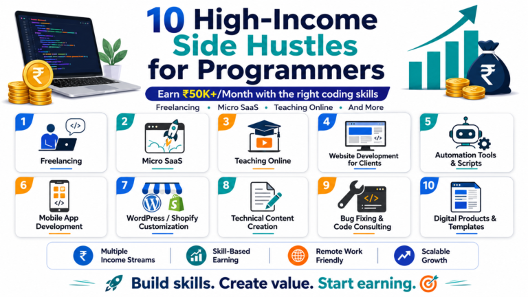 high income side hustles programmers freelancing micro saas teaching online